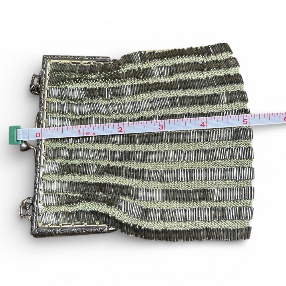 Vintage 1930s Art Deco Bugle Bead Evening Bag | Silver Tone Frame - Picture 12 of 12